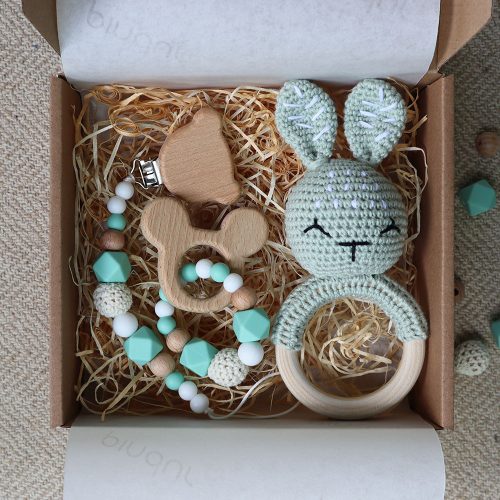 Mint Green Bunny Selection Box - Baba ajándékdoboz 