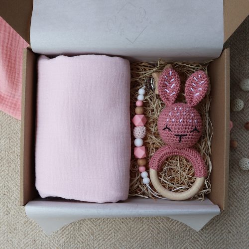 Light Pink Bunny Box - Baba ajándékdoboz 
